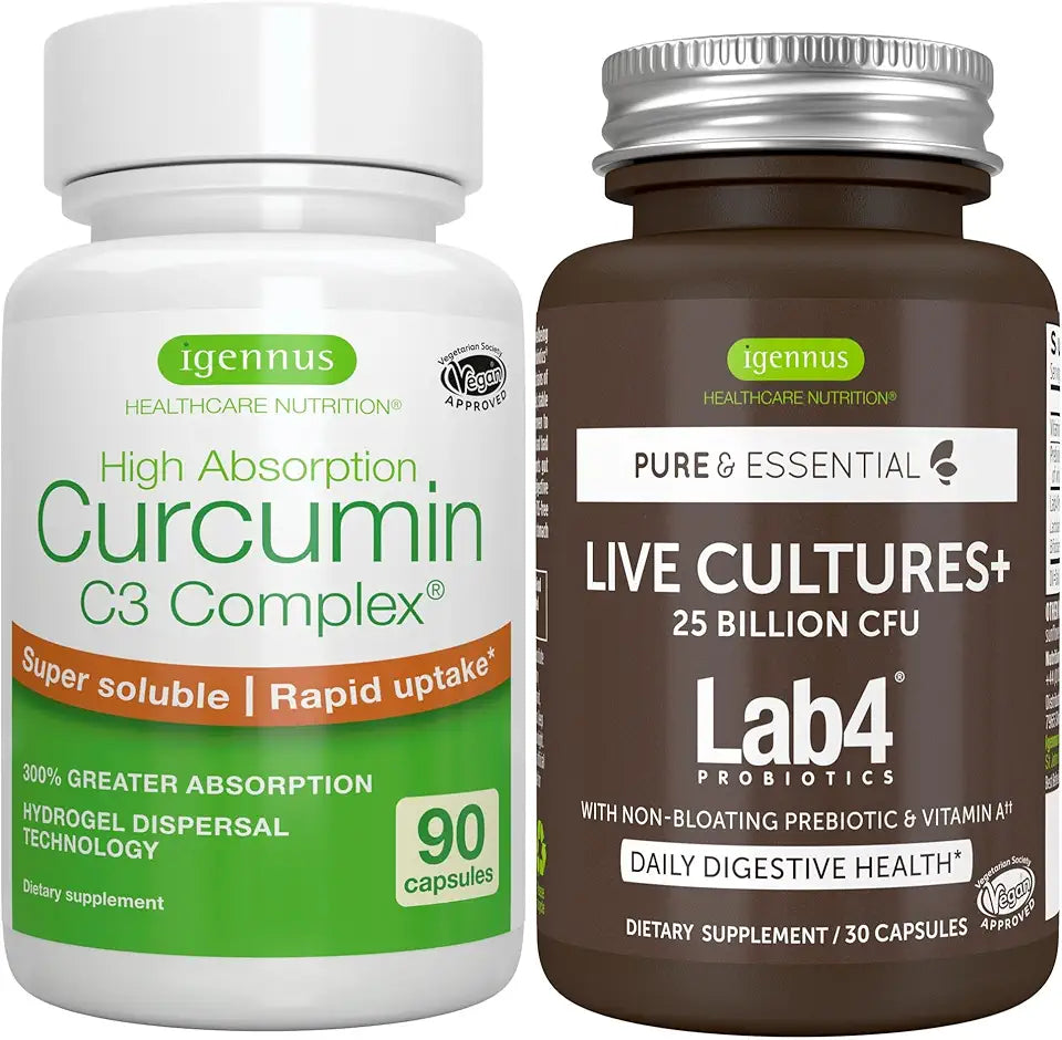 25 Billion CFU Probiotic and Curcumin Vegan Bundle Y737