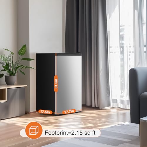 3.2 Cu.Ft Mini Fridge with Freezer Single Door Adjustable Thermostat Compact Fridge (Black) W122