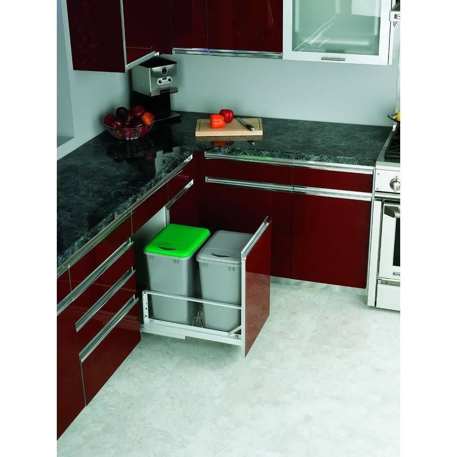 White Double 35-Quart Pull Out Waste Containers T74003