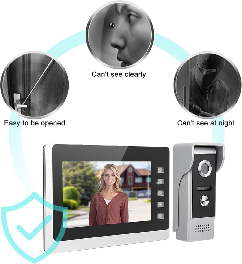 Wired Video Door Phone Intercom System with 7 Inch TFT LCD Monitor Y451