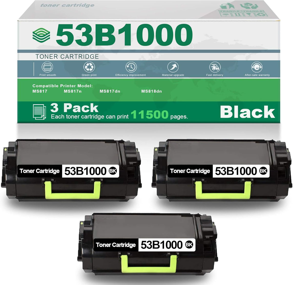 Black Compatible High Yield Toner Cartridge 3 Pack B18730