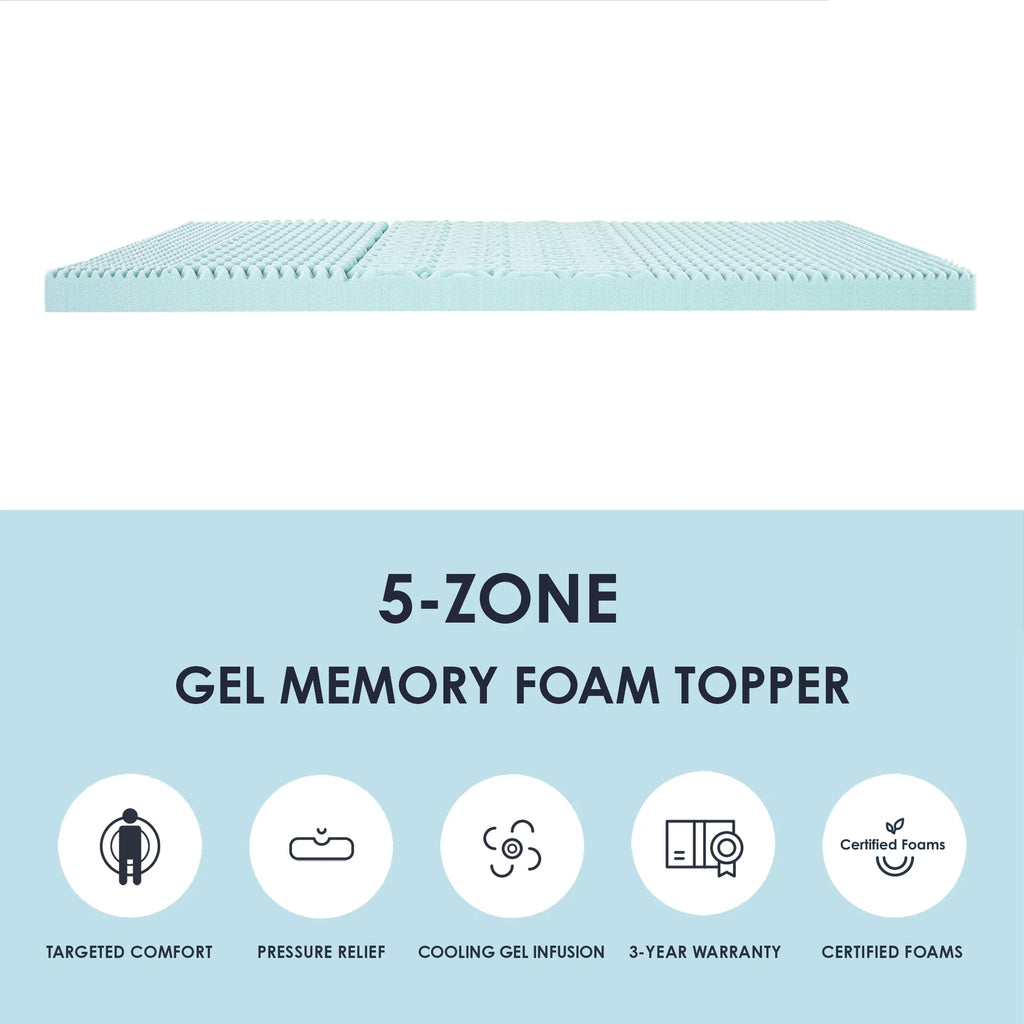 4" 5-Zone Cooling Gel Memory Foam Mattress Topper Y35491