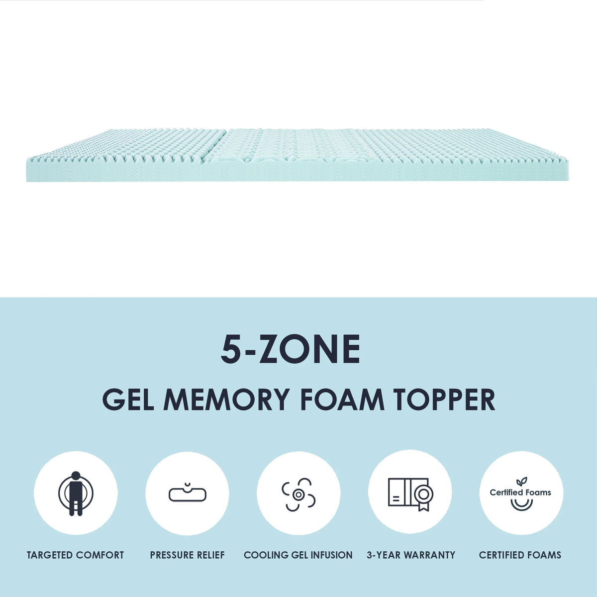 4" 5-Zone Cooling Gel Memory Foam Mattress Topper Y35491