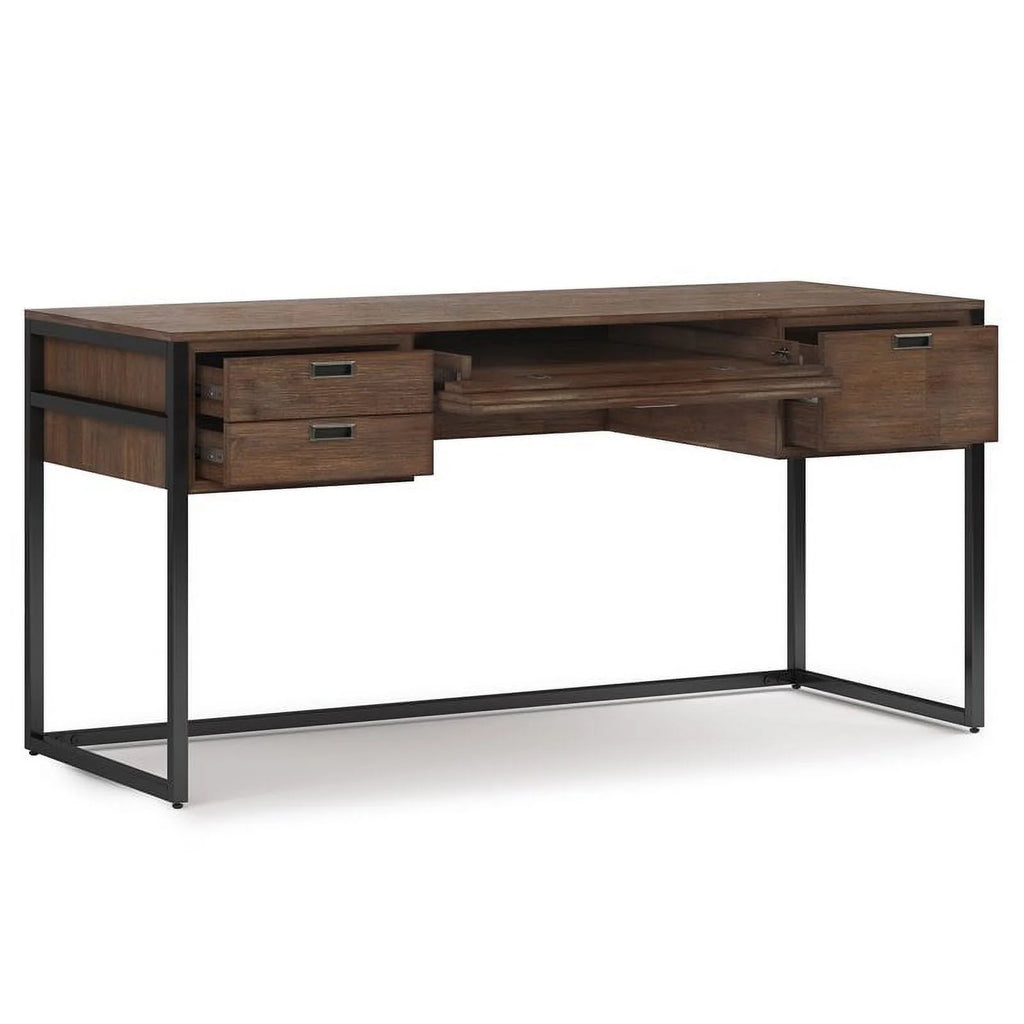 60"W Solid Wood Desk in Rustic Natural Aged Brown R901267