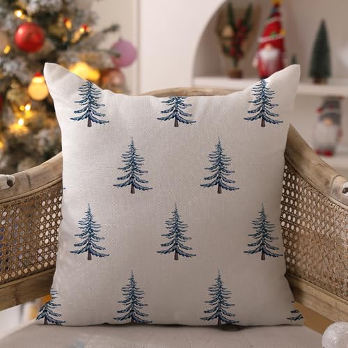 Christmas Tree White 18x18 inch Set of 2 Throw Pillow Covers I2943