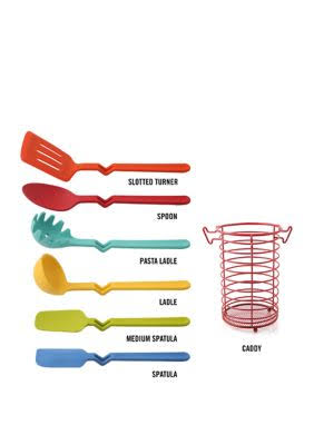 7-Piece Multicolor Silicone Kitchen Utensil Set with Caddy X99466