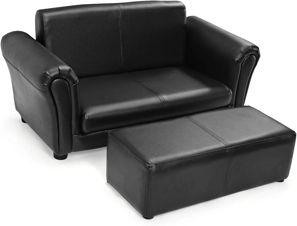 2 Seat Kids Sofa with Ottoman Black X207626