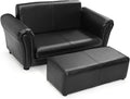 2 Seat Kids Sofa with Ottoman Black X207626