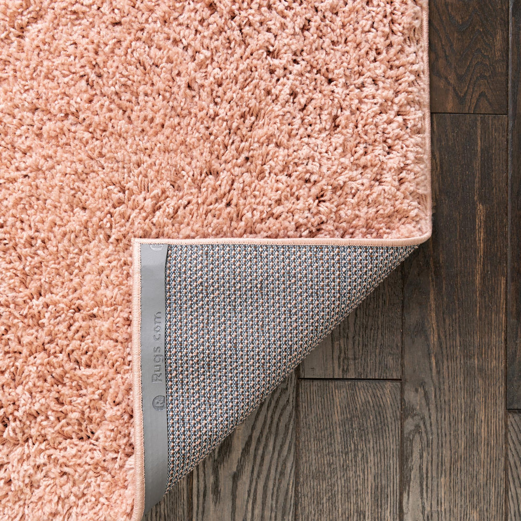 Rose Pink Solid Square Shag Area Rug V20472