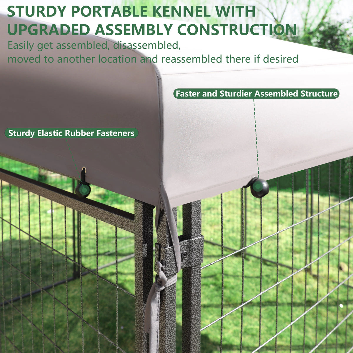 10x10 ft Outdoor Dog Kennel with Waterproof Canopy I242