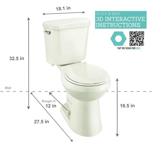 2-Piece 1.28 GPF Single Flush Round Toilet in Biscuit Z369843
