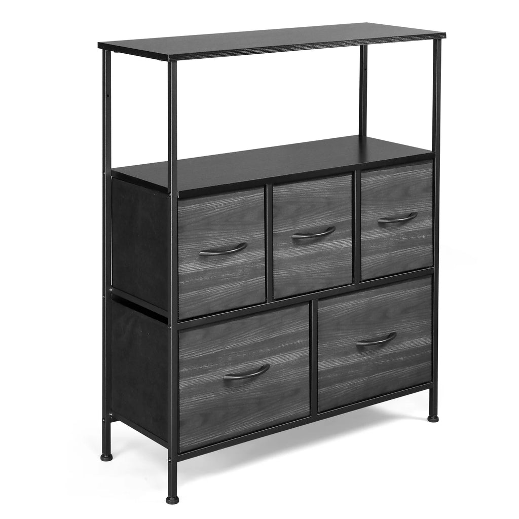 Wide 5 Drawer Storage Dresser with Wood Top R5295