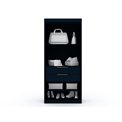 White 2 Piece Corner Wardrobe Closet with Drawers and Hanging Rods I214