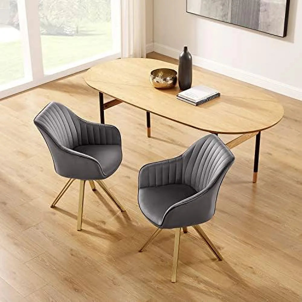 Upholstered Swivel Accent Chair with Gold Plated Legs S219036