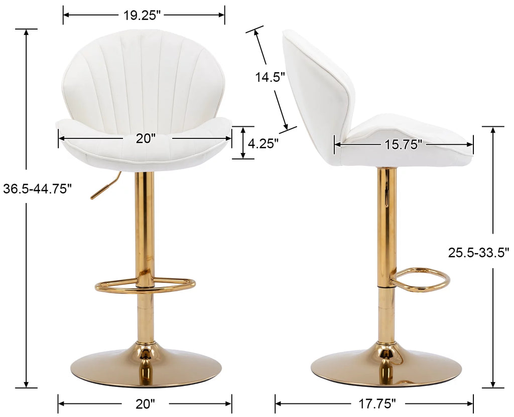 Velvet Upholstered Swivel Bar Stools Set of 2 P969