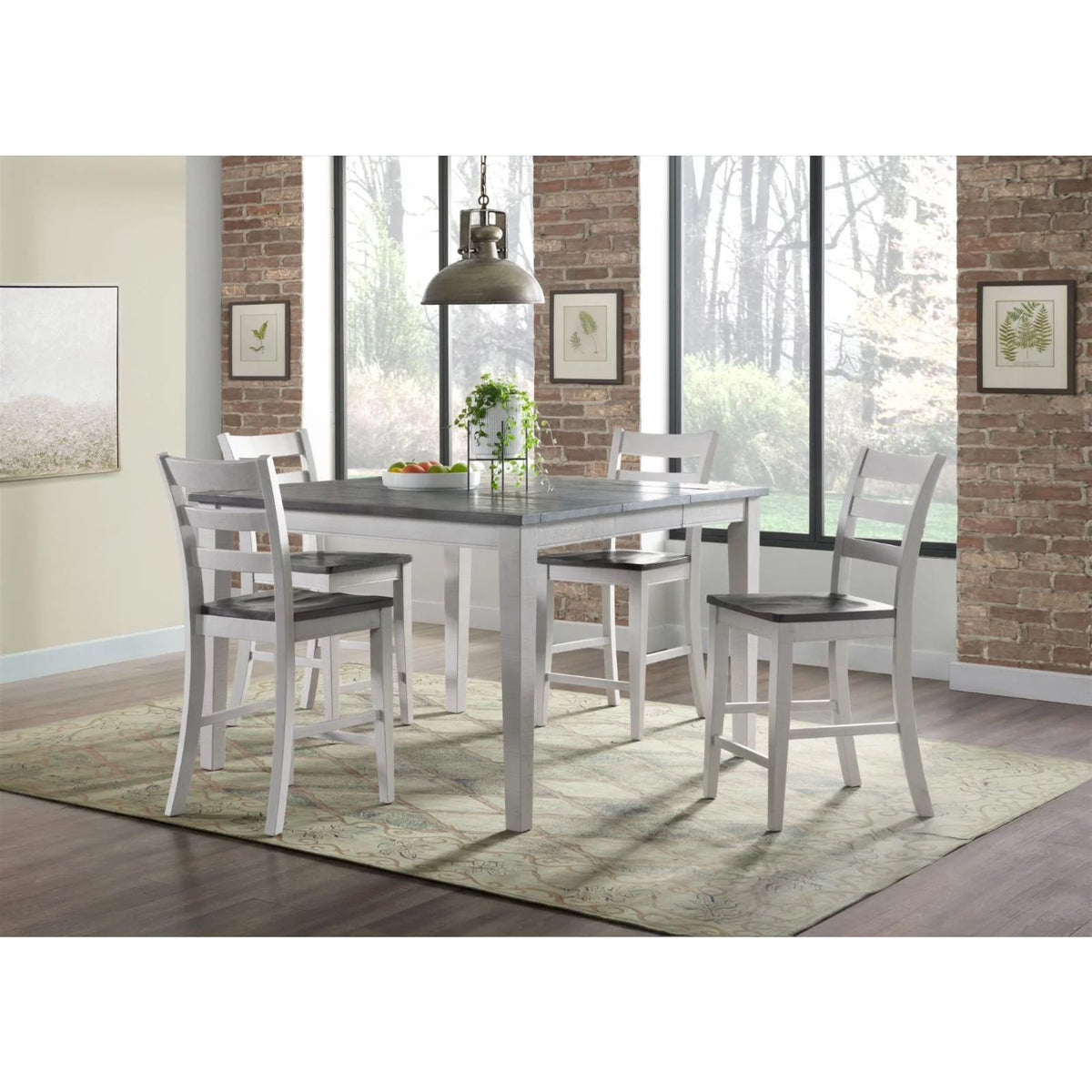 White Solid Wood Counter Height Dining Chair Set of 2 X176766