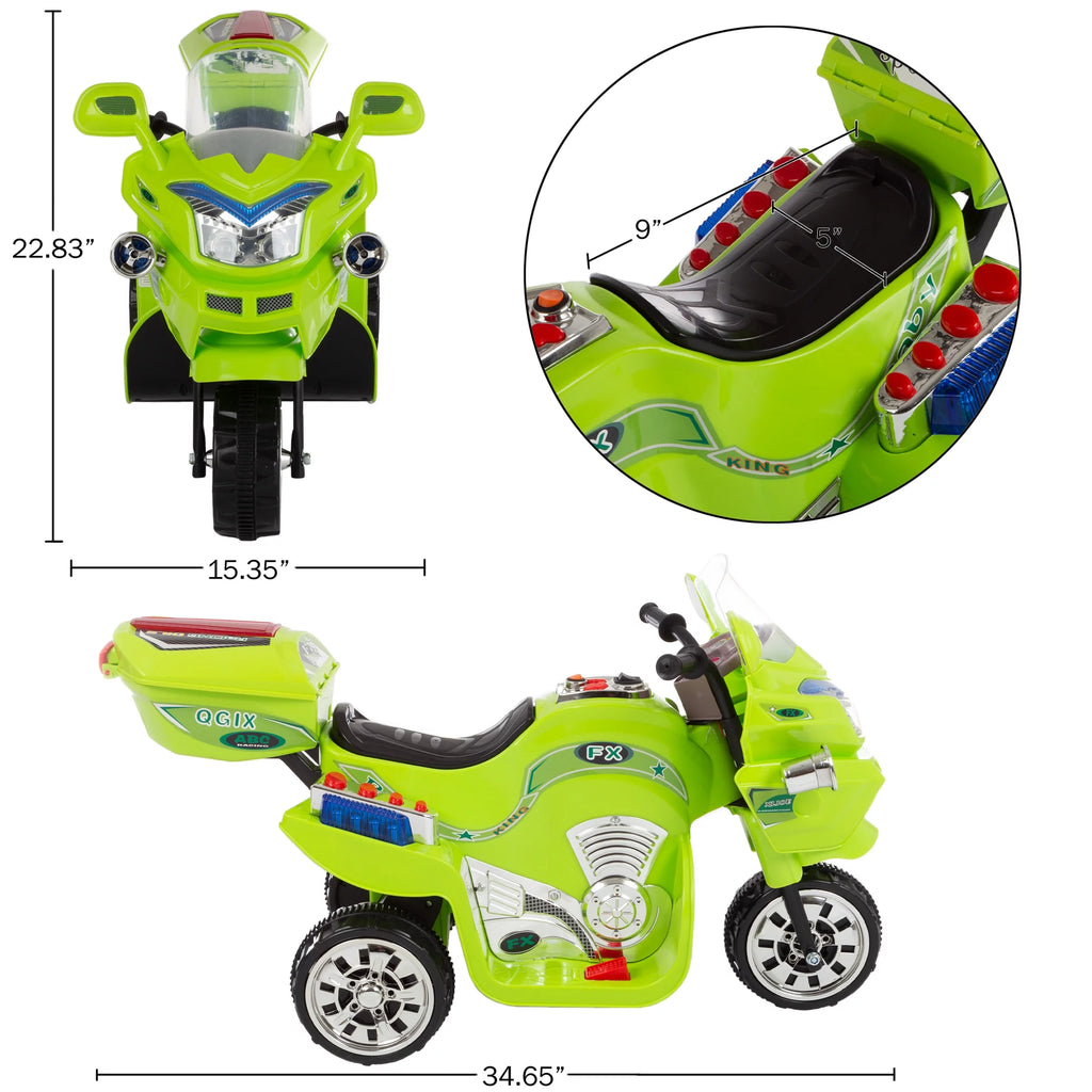 Green 3-Wheel Battery-Powered Electric Motorcycle D43106