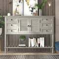 White 6 Drawer Console Table with Cabinet and Shelf N189708