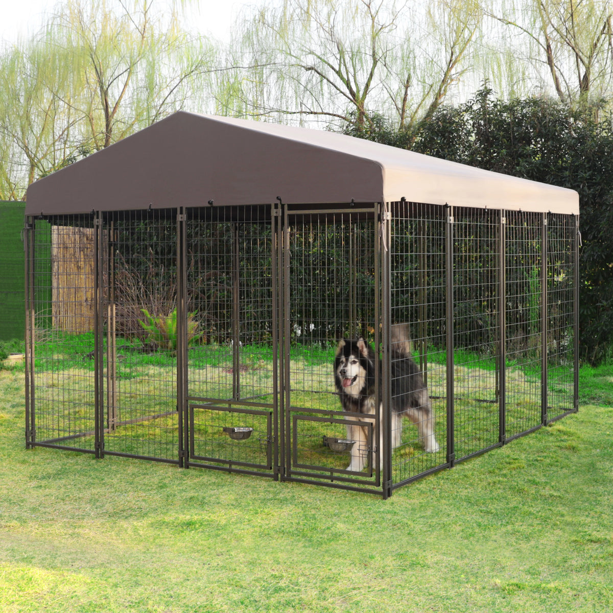 10x10 ft Outdoor Dog Kennel with Waterproof Canopy I242