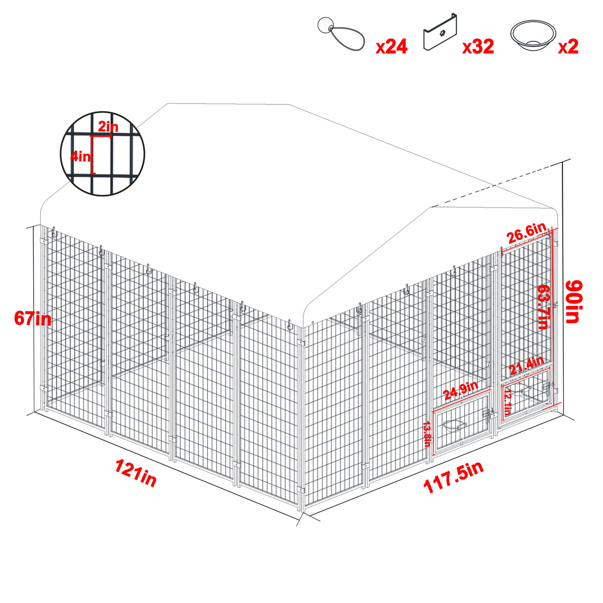 10x10 ft Outdoor Dog Kennel with Waterproof Canopy I242