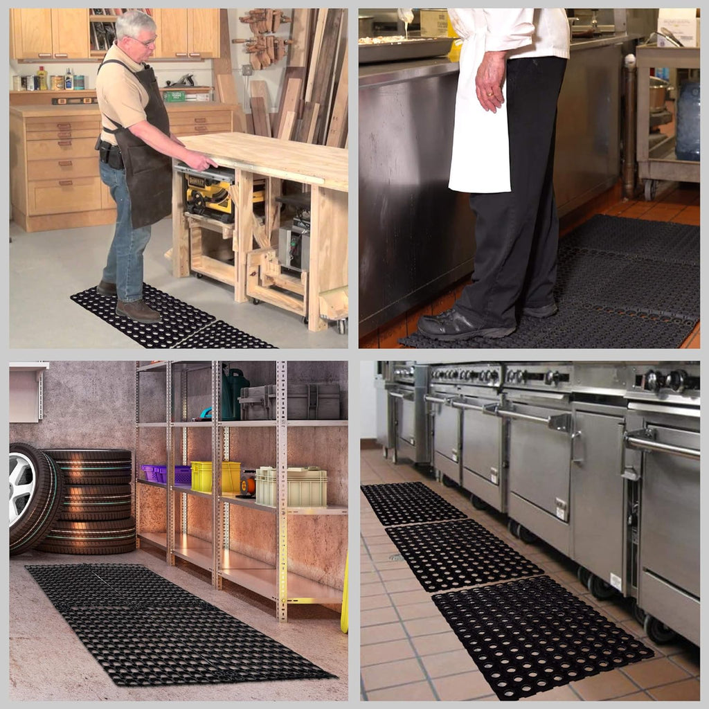 Interlocking Rubber Drainage Floor Mat 24 x 16 inches 12 Mats H3762