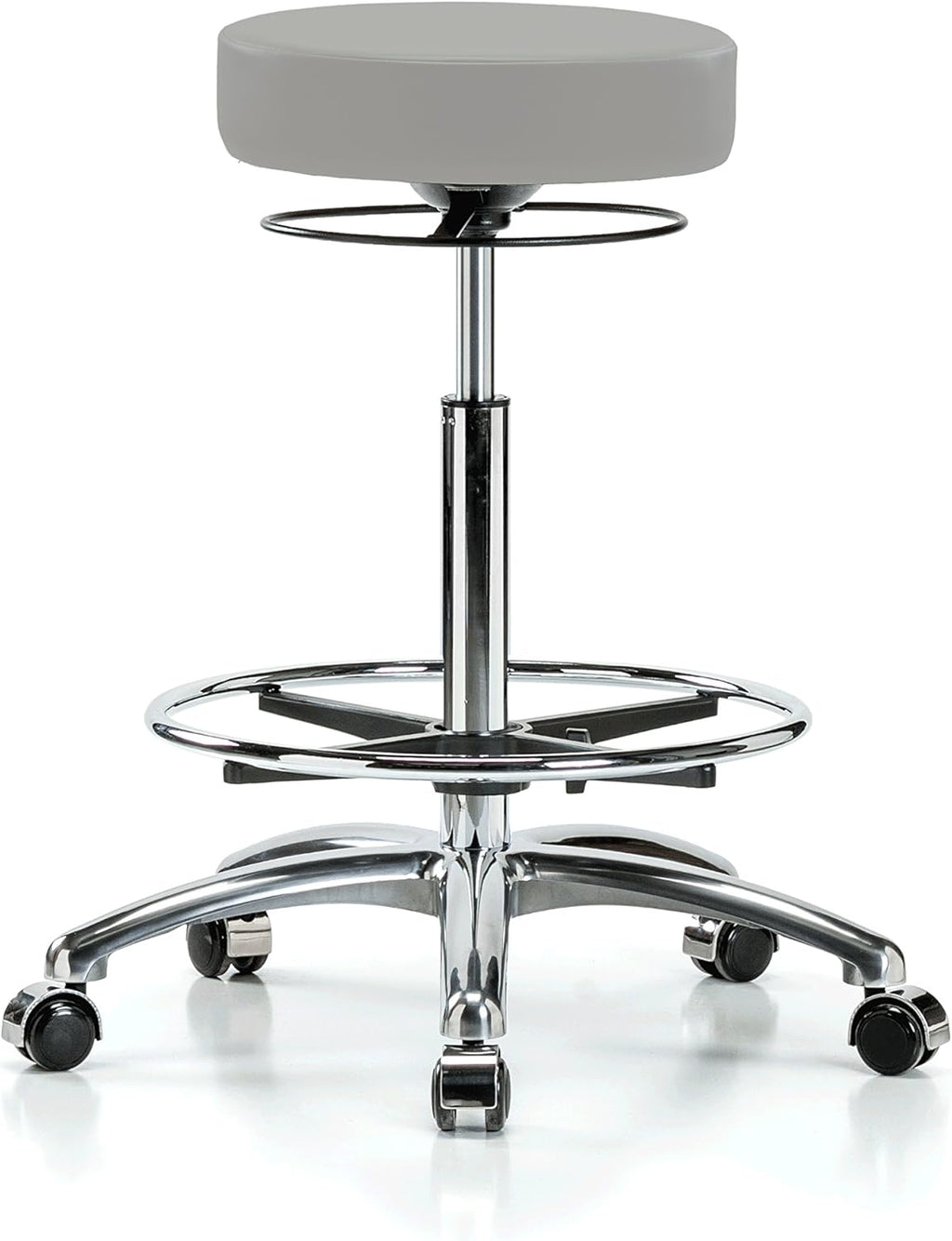 Chrome Height Adjustable Salon Stool with Footring F314