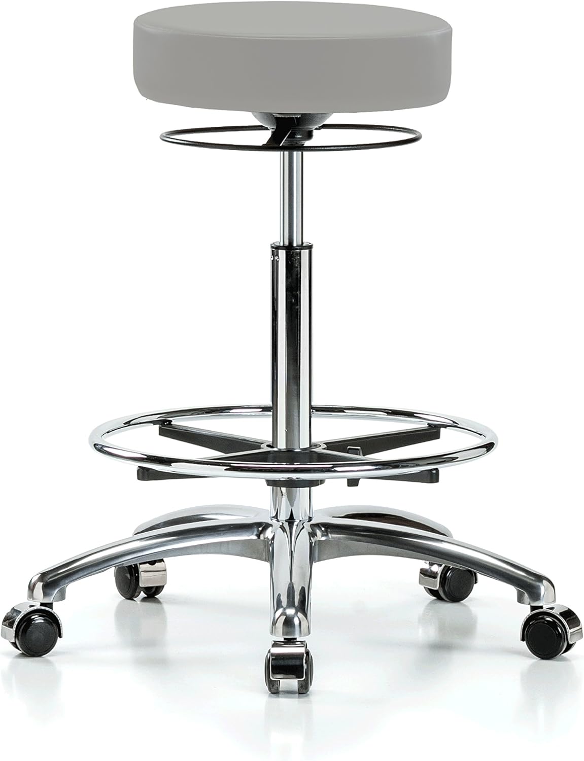 Chrome Height Adjustable Salon Stool with Footring F314
