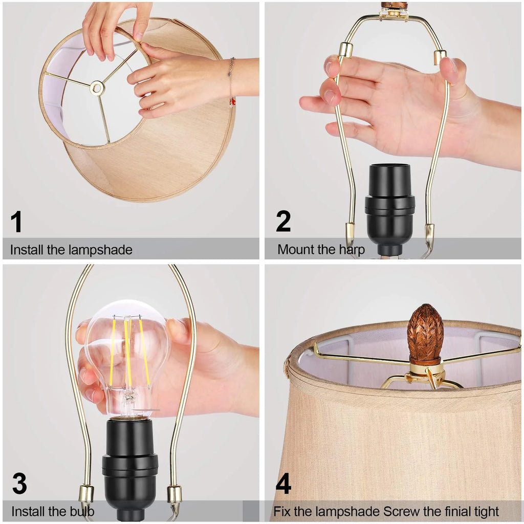 Set of 2 Touch Control 3-Way Dimmable Table Lamps with USB Ports U217