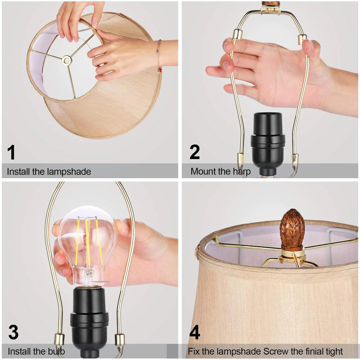 Set of 2 Touch Control 3-Way Dimmable Table Lamps with USB Ports U217