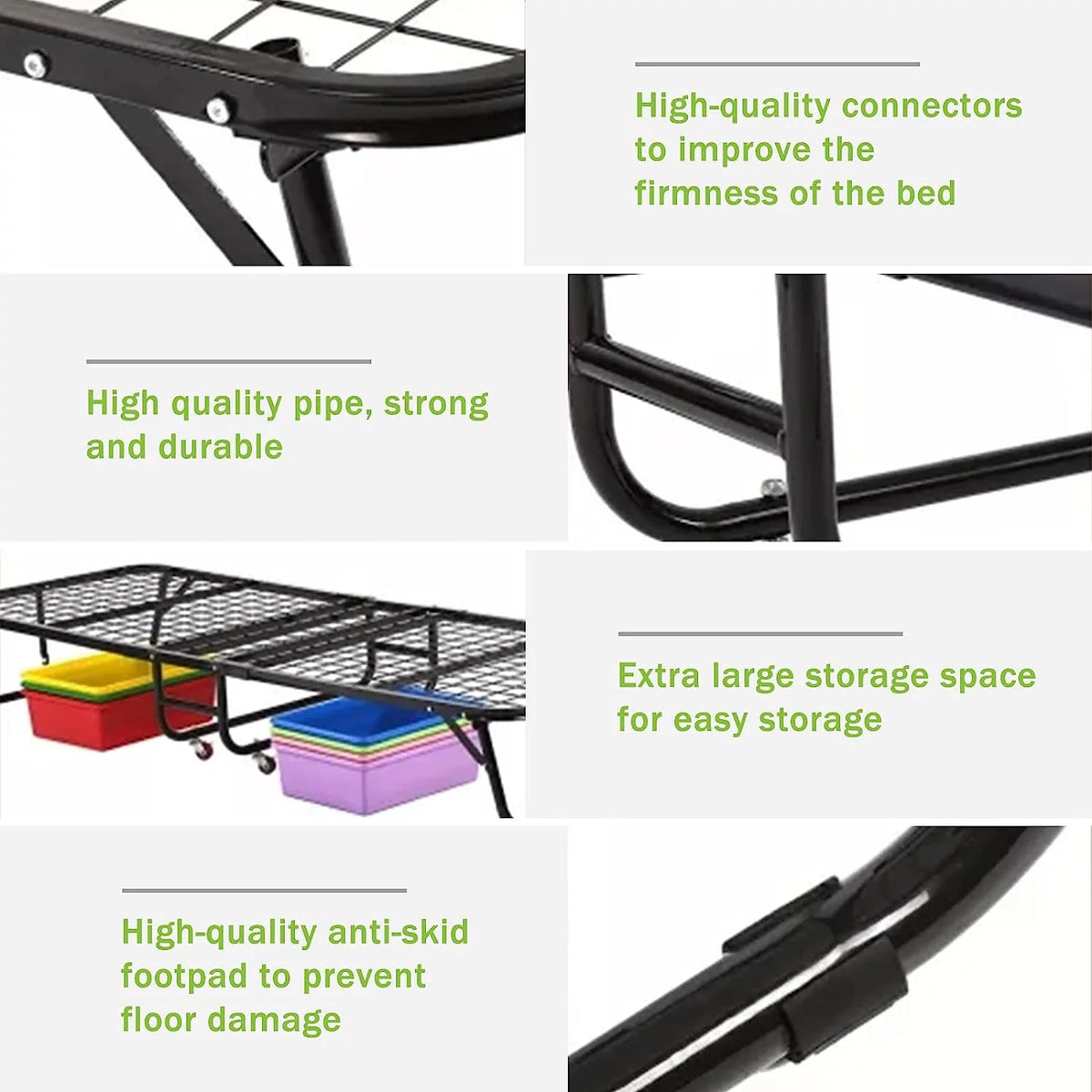 Folding Bed with Memory Foam Mattress and Wheels R13543