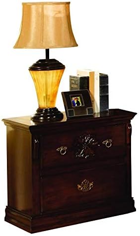 Dark Pine Solid Wood 2-Drawer Nightstand A638