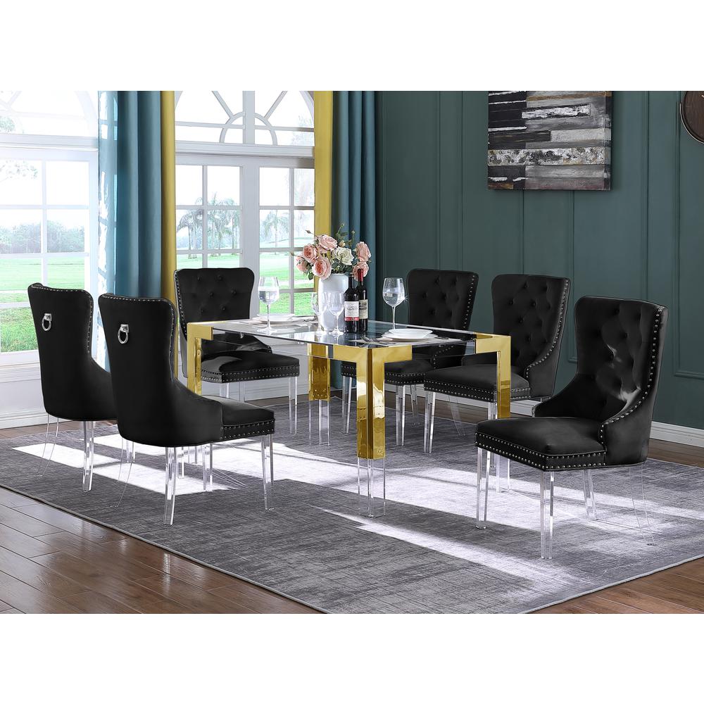 Black Tufted Velvet Dining Chairs (Set of 2) B11846