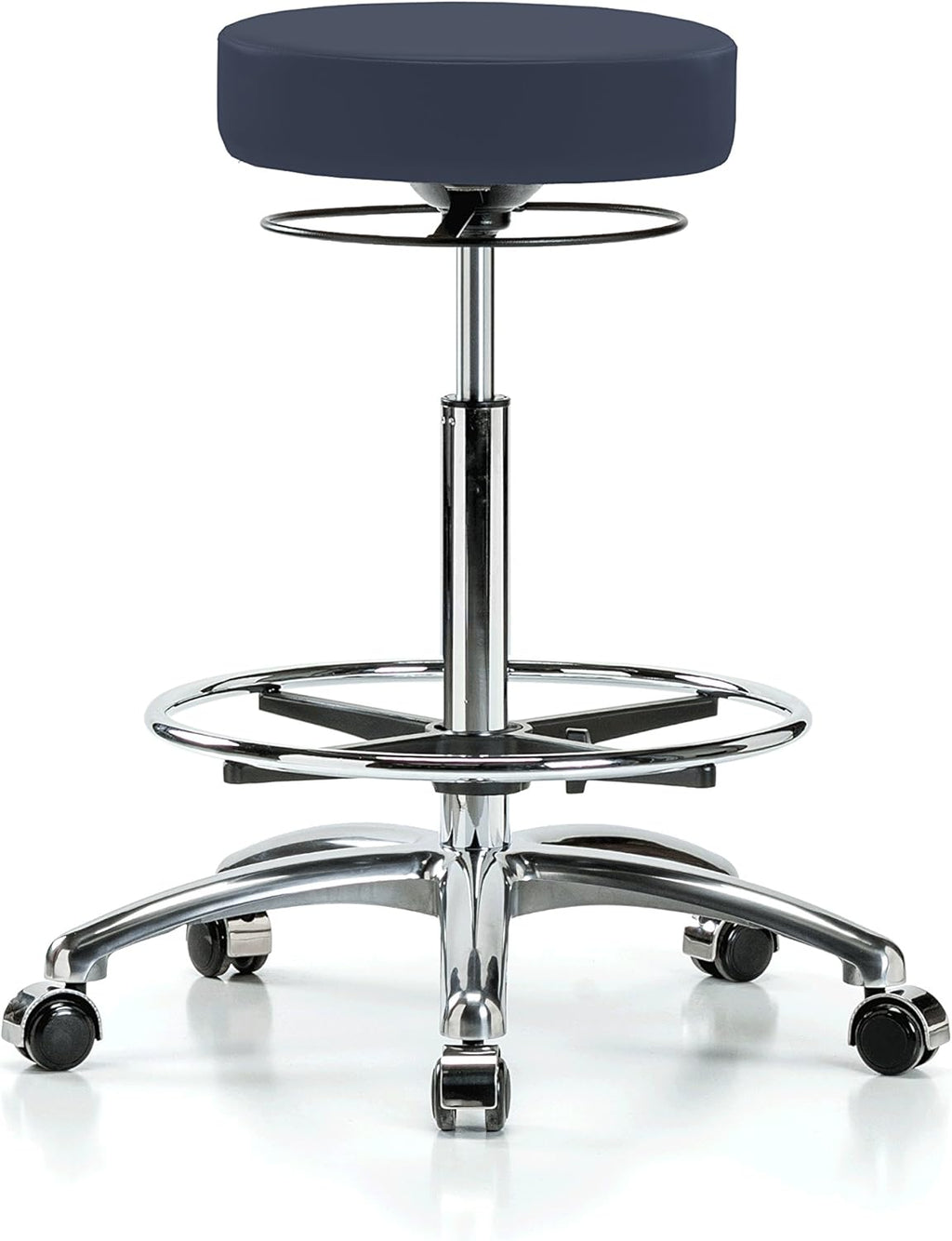Chrome Height Adjustable Salon Stool with Footring F314