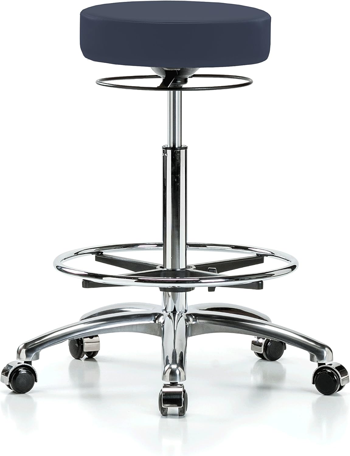 Chrome Height Adjustable Salon Stool with Footring F314