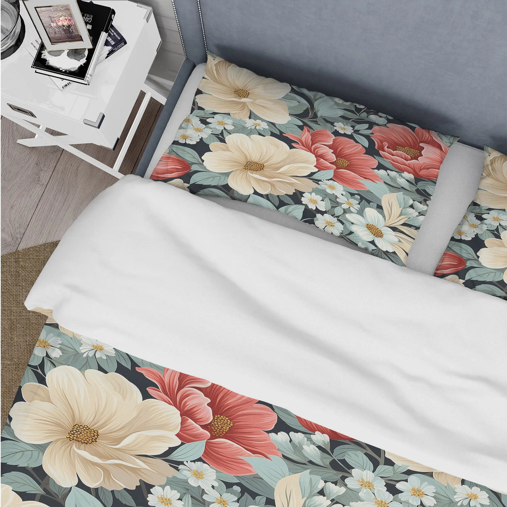 Floral Bedding Set With 2 Shams D4504