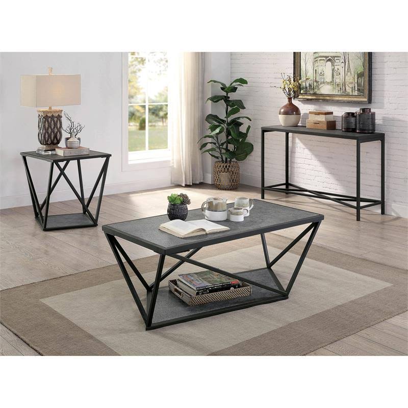 Industrial Metal Console Table in Gray Q79627