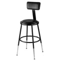 Black Vinyl Adjustable Height Padded Stool with Backrest O848