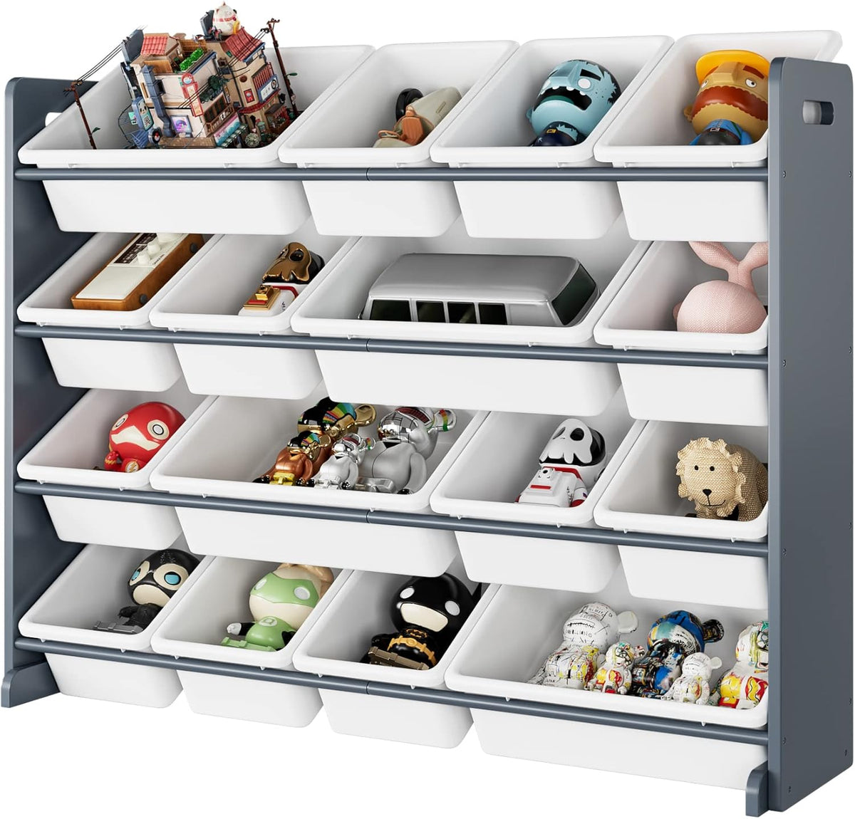 Toy Storage Organizer Cabinet with Shelf and 16 Plastic Bins M461337