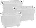 70 L Clear Plastic Storage Bin with Wheels, 3 Packs S285083