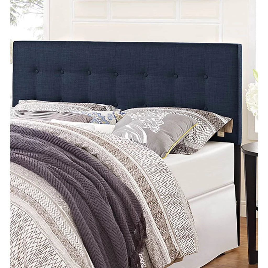Dark Blue Fabric Upholstered Queen Size Headboard U47473