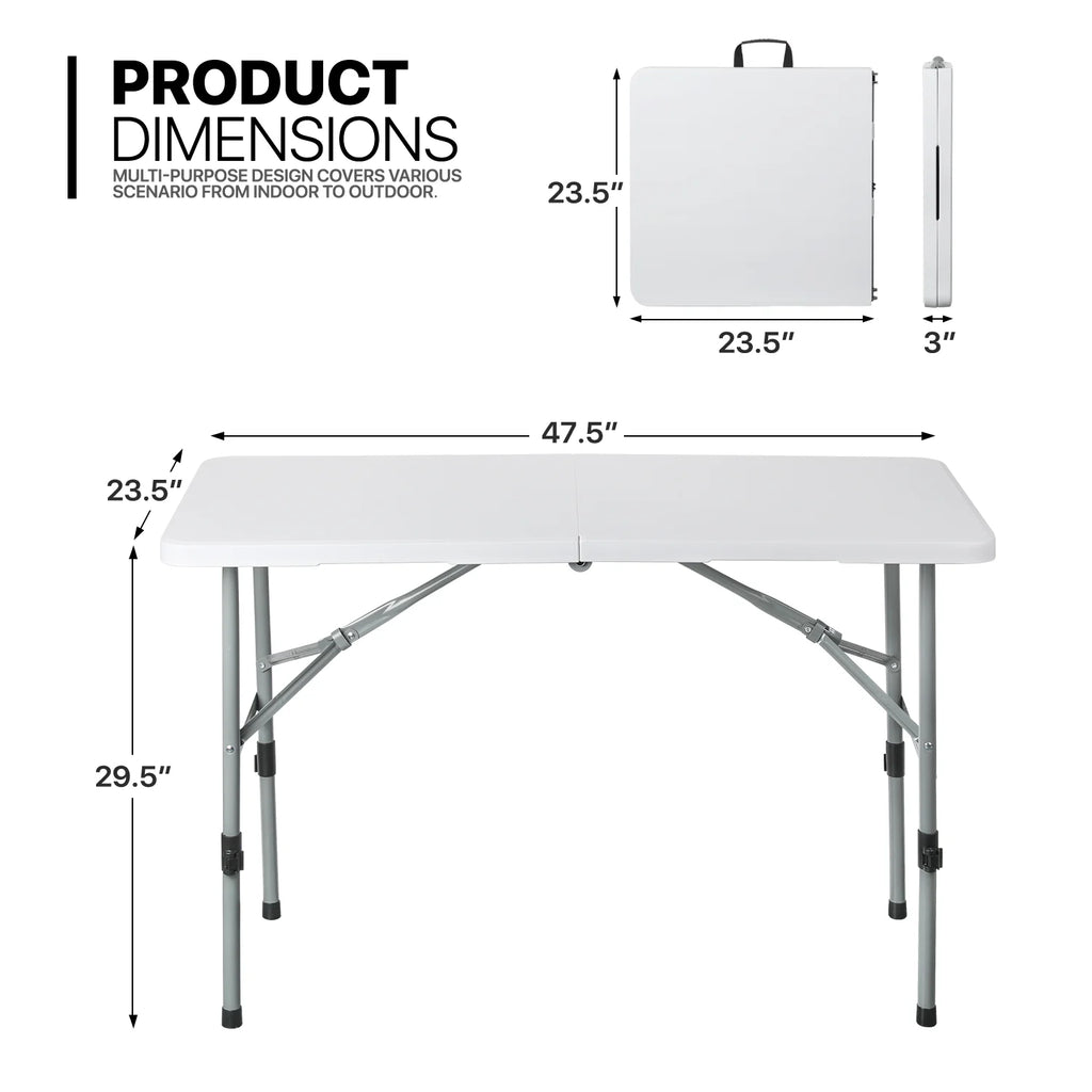 5 Pack 4Ft White Folding Card Table R609701