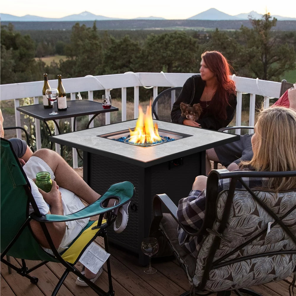 30'' Square Propane Fire Pit Table 50,000 BTU with Ceramic Tabletop S904212