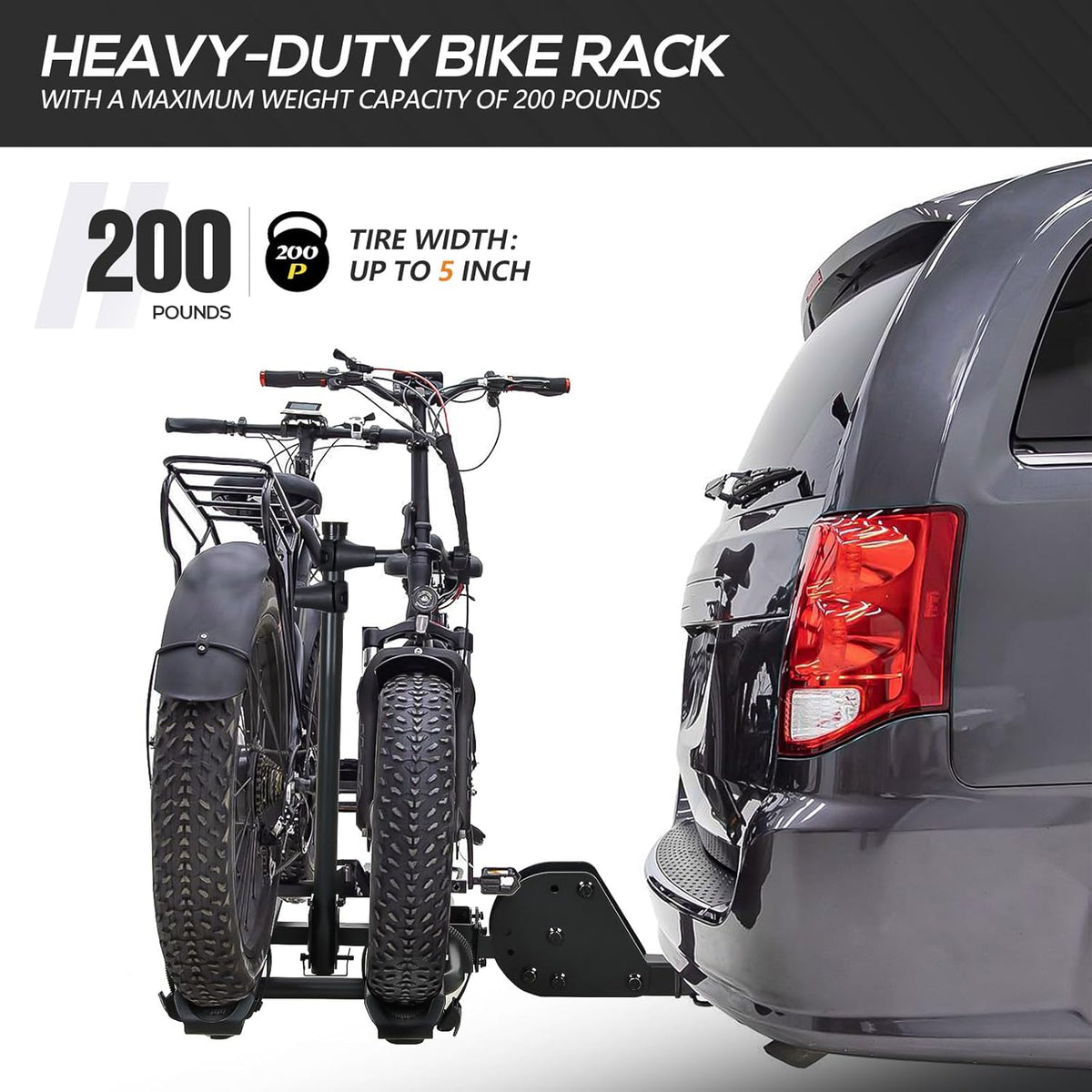 2" Hitch EBike Rack with Ramp, 200 LBS Capacity Foldable Platform Q307
