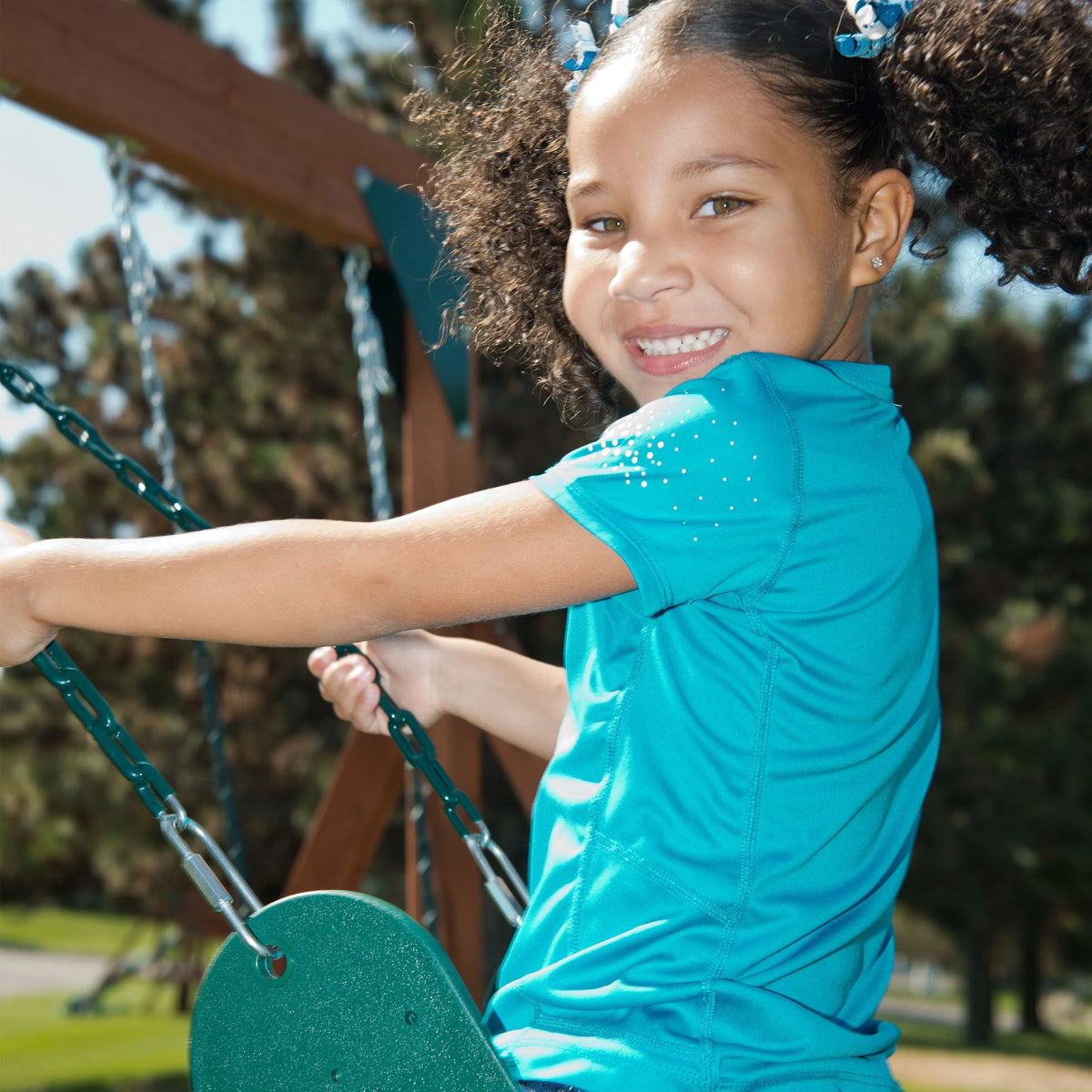 Green Swing Set Bundle with Swing Seats with Chains (2-Pack) W368559