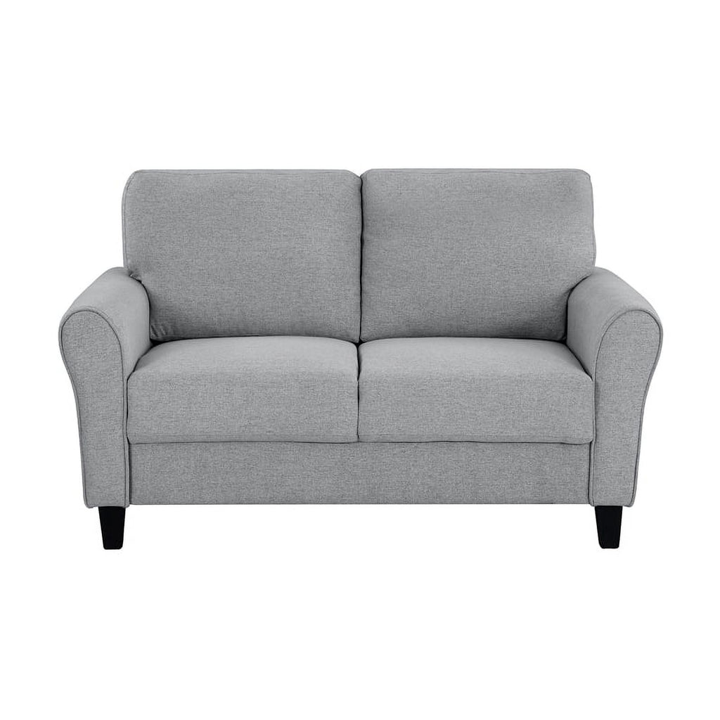 Textured Fabric 2-Piece Upholstered Sofa Set in Dark Gray Y429618
