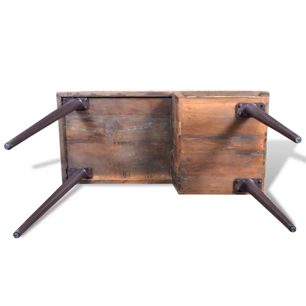 Rustic Desk with Storage Compartment Reclaimed Wood Tabletop Iron Legs I67205