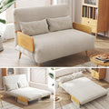 Linen Convertible Chair Bed Sleeper with Wooden Arms W789