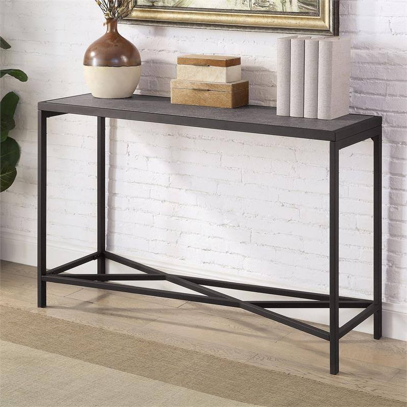 Industrial Metal Console Table in Gray Q79627
