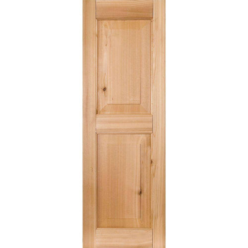 2-Pack 18-in W x 36-in H Unfinished Raised Panel Wood Cedar Exterior Shutters in Brown B96956