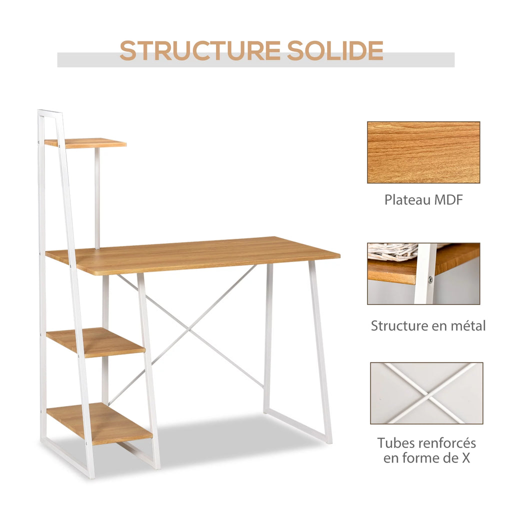 Computer Desk with 3-Tier Storage Shelves J20485